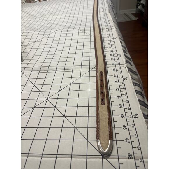 Aniline Kipskin Shoulders Cotton and Leather Belt Brass Buckle Tip Men SZ 42 - Picture 6 of 6